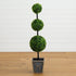 45" UV Resistant Artificial Triple Ball Boxwood Topiary with LED Lights in Decorative Planter (Indoor/Outdoor) - FCHF CITY