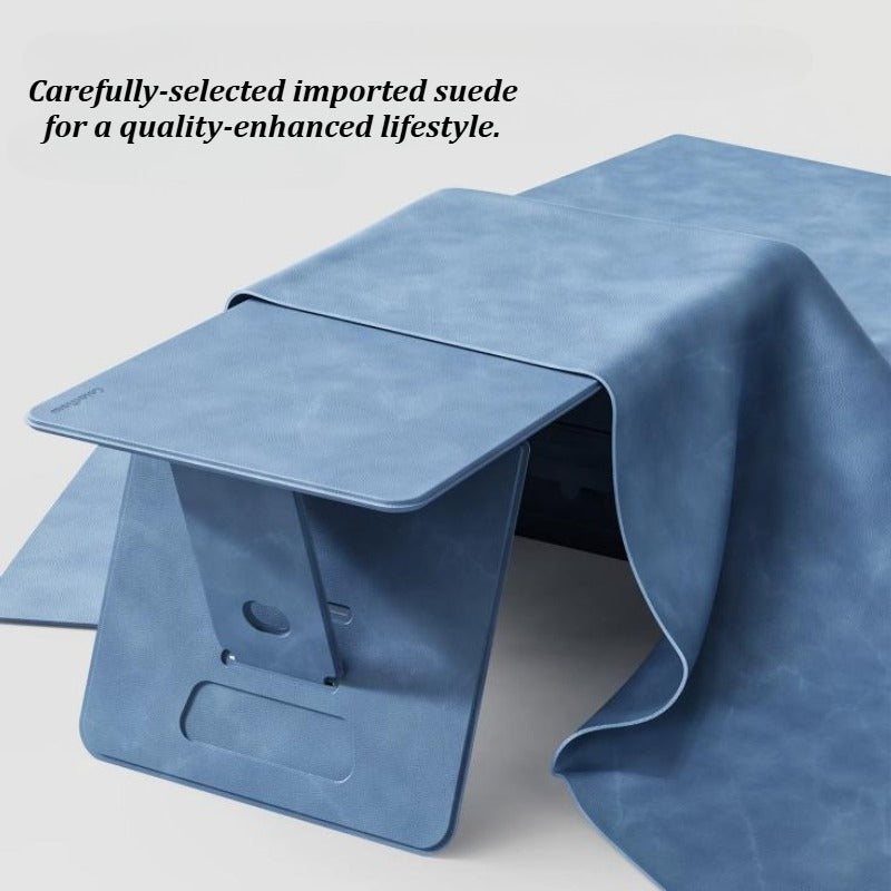 Portable Foldable Lap Desk 4‑Level Height Adjustable Suede Bed Table