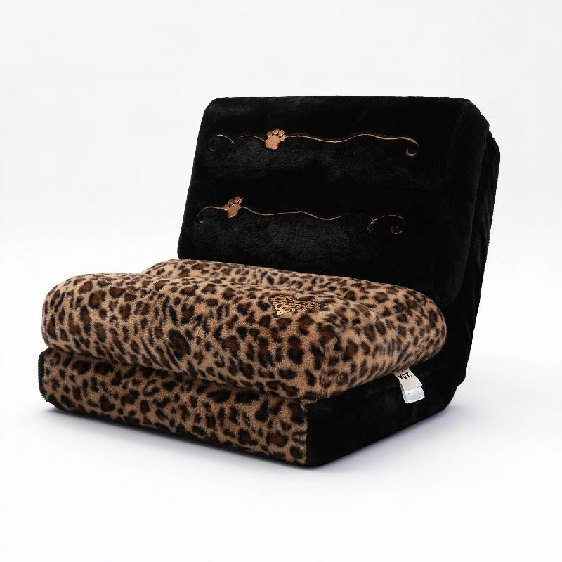 Foldable Floor Sofa Bed, Adjustable Leopard Cow Print Lounge Chair