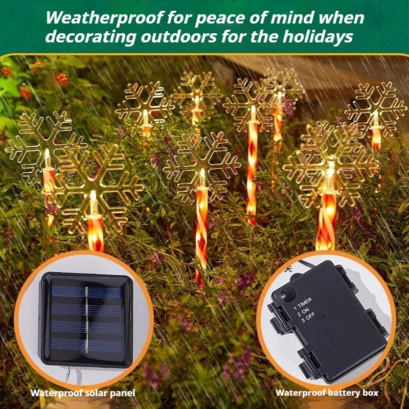 Christmas Solar &amp; Battery LED Stake Lights, Waterproof Garden Decor, Set of 5