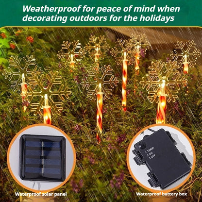 Christmas Solar &amp; Battery LED Stake Lights, Waterproof Garden Decor, Set of 5