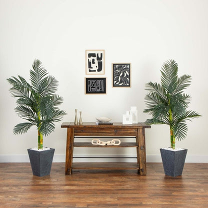 5’ Artificial Double Stalk Golden Cane Palm Tree - Set of 2 - FCHF CITY