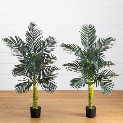 5’ Artificial Double Stalk Golden Cane Palm Tree - Set of 2 - FCHF CITY