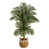 5’ Artificial Double Stalk Golden Cane Palm Tree with Handmade Woven Cotton Basket - FCHF CITY