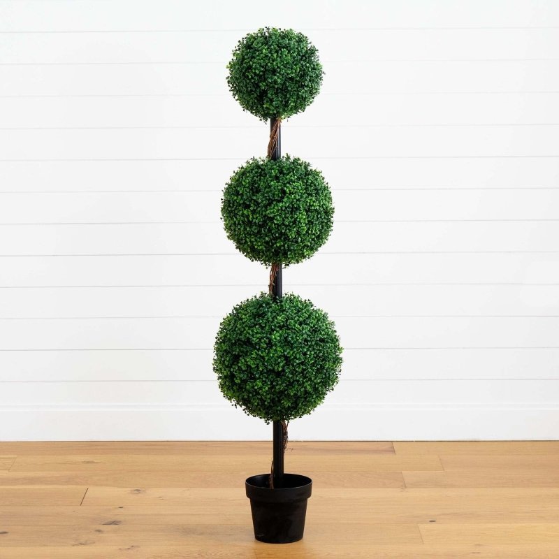 5’ Artificial Triple Ball Boxwood Topiary Tree (Indoor/Outdoor) - FCHF CITY