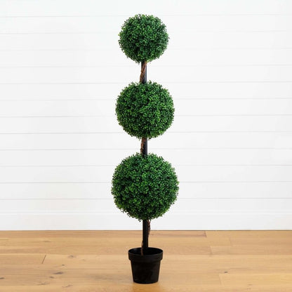 5’ Artificial Triple Ball Boxwood Topiary Tree (Indoor/Outdoor) - FCHF CITY