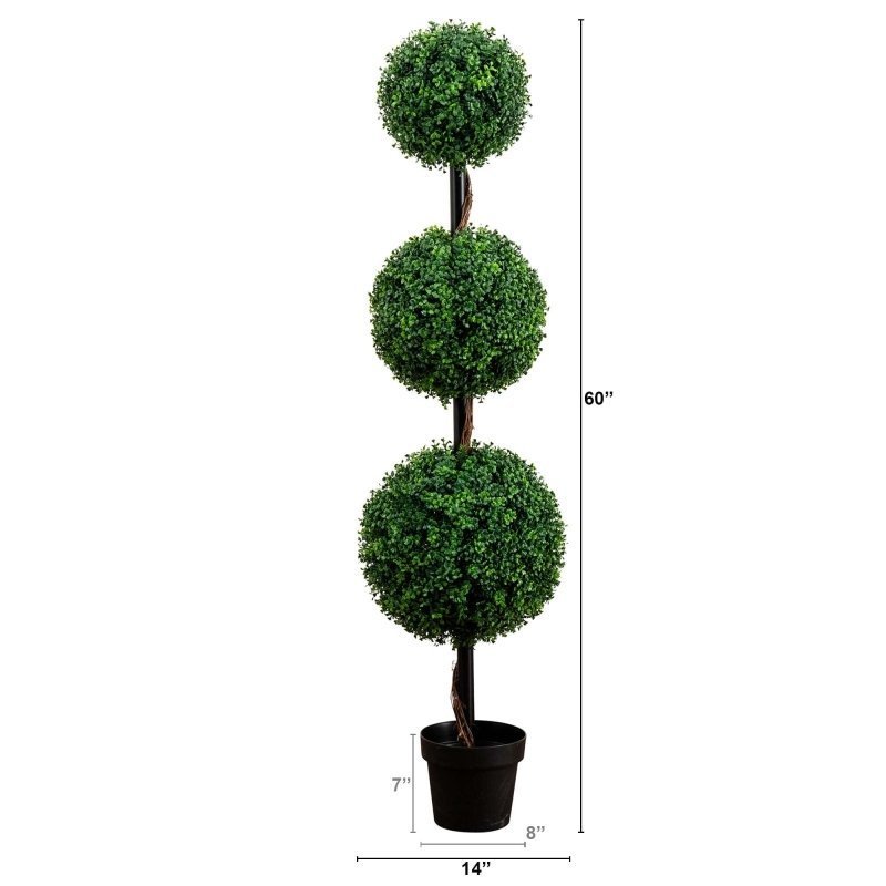 5’ Artificial Triple Ball Boxwood Topiary Tree (Indoor/Outdoor) - FCHF CITY