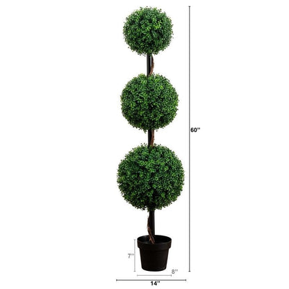 5’ Artificial Triple Ball Boxwood Topiary Tree (Indoor/Outdoor) - FCHF CITY