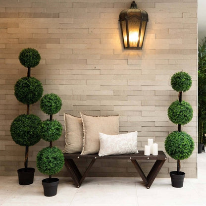 5’ Artificial Triple Ball Boxwood Topiary Tree (Indoor/Outdoor) - FCHF CITY