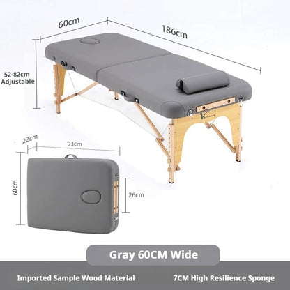Portable Folding Massage Table, Beech Wood Height Adjustable Spa Bed