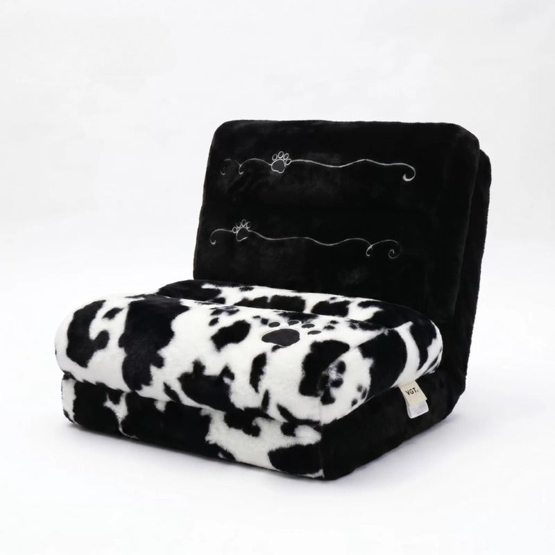 Foldable Floor Sofa Bed, Adjustable Leopard Cow Print Lounge Chair