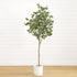 6’ Artificial Eucalyptus Tree with White Decorative Planter - FCHF CITY
