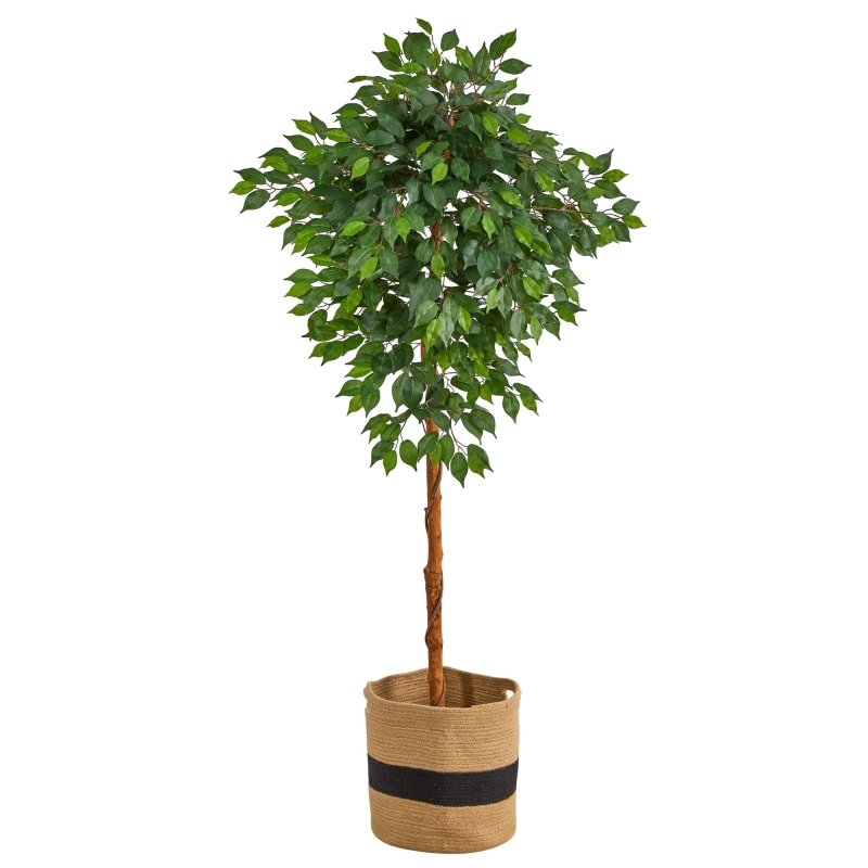 6’ Artificial Ficus Tree with Handmade Jute &amp; Cotton Basket - FCHF CITY