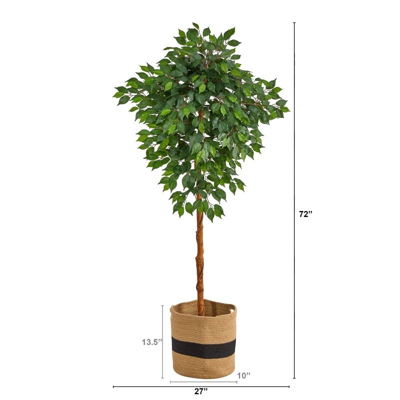 6’ Artificial Ficus Tree with Handmade Jute &amp; Cotton Basket - FCHF CITY