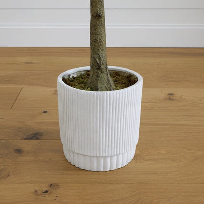 6’ Artificial Fiddle Leaf Fig Tree with White Decorative Planter - FCHF CITY