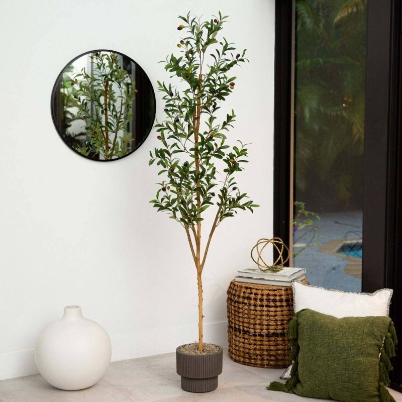 6’ Artificial Olive Tree with Natural Trunk - FCHF CITY