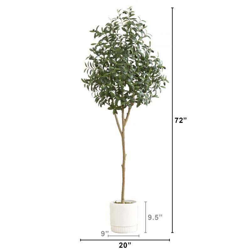 6’ Artificial Olive Tree with White Decorative Planter - FCHF CITY