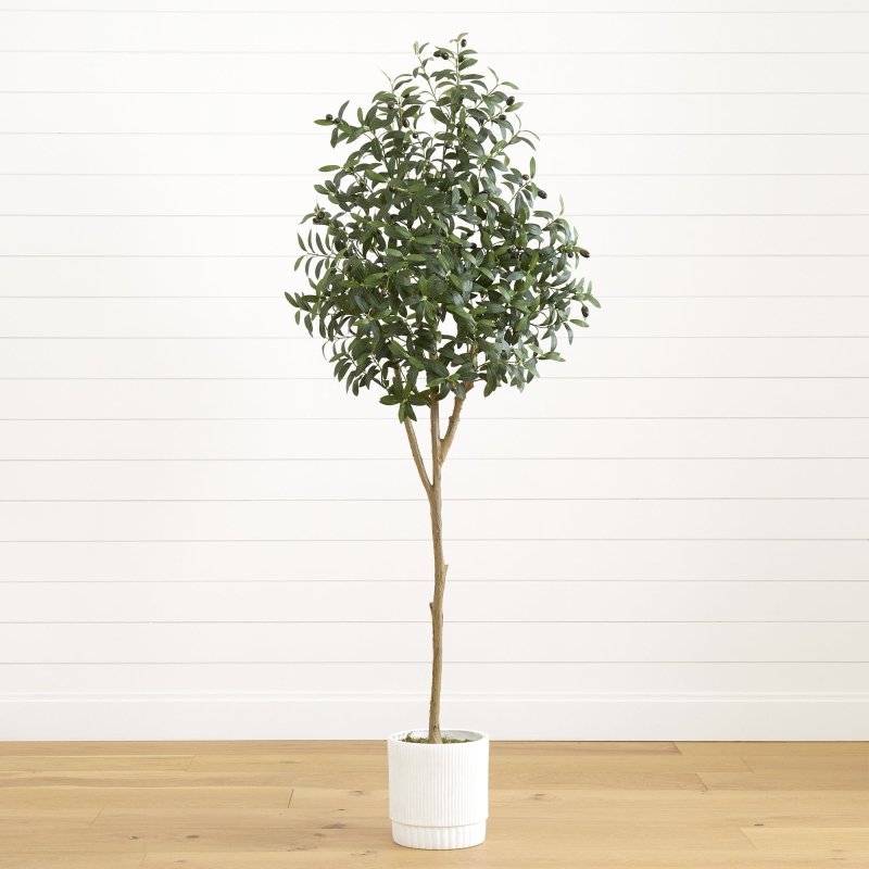 6’ Artificial Olive Tree with White Decorative Planter - FCHF CITY