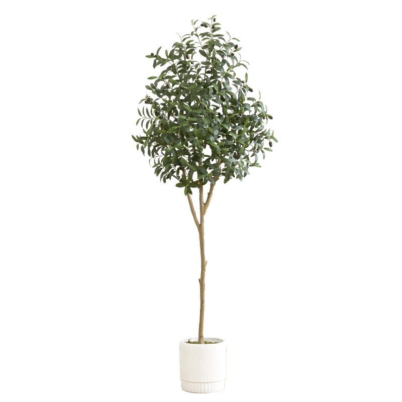 6’ Artificial Olive Tree with White Decorative Planter - FCHF CITY