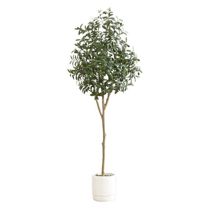 6’ Artificial Olive Tree with White Decorative Planter - FCHF CITY