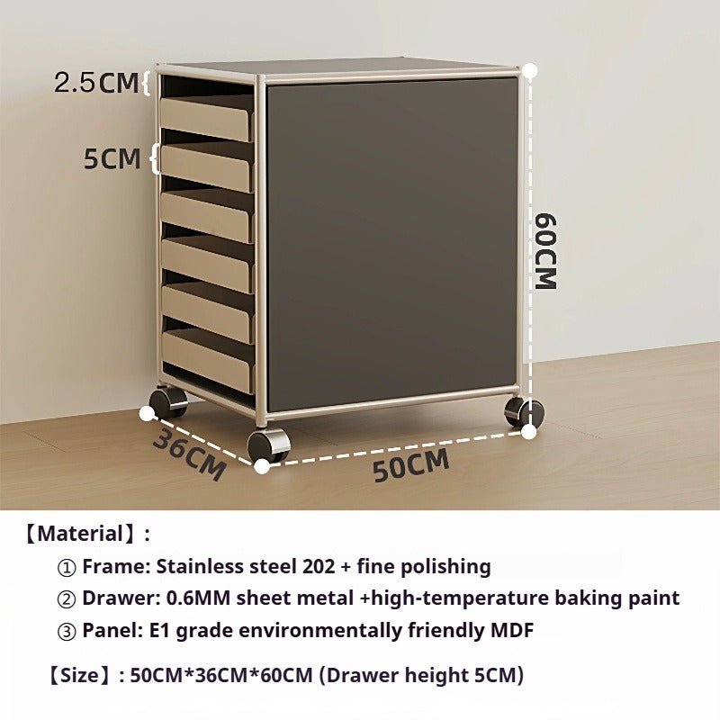 6-Drawer Rolling Side Cabinet Stainless Steel Storage Trolley - FCHF CITY