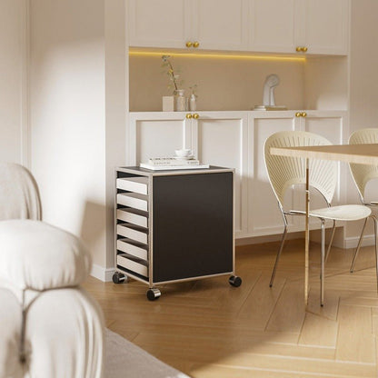6-Drawer Rolling Side Cabinet Stainless Steel Storage Trolley - FCHF CITY