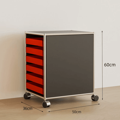6-Drawer Rolling Side Cabinet Stainless Steel Storage Trolley - FCHF CITY