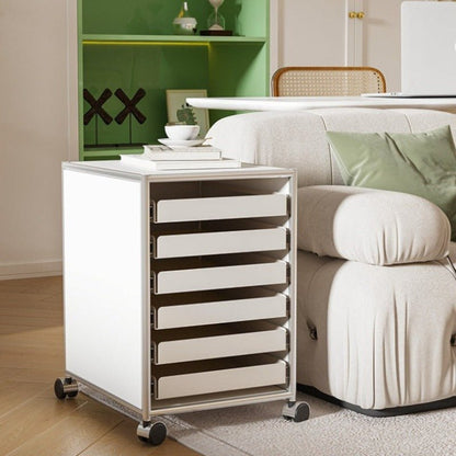 6-Drawer Rolling Side Cabinet Stainless Steel Storage Trolley - FCHF CITY