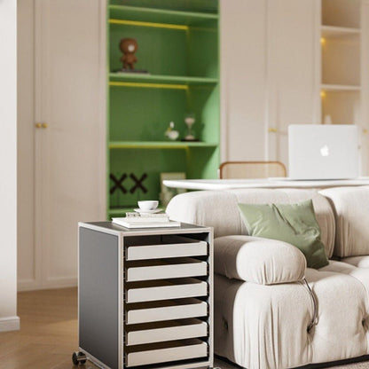 6-Drawer Rolling Side Cabinet Stainless Steel Storage Trolley - FCHF CITY