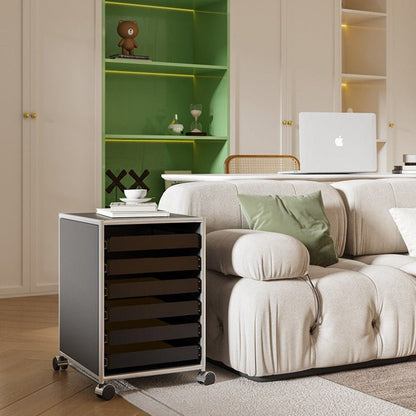 6-Drawer Rolling Side Cabinet Stainless Steel Storage Trolley - FCHF CITY