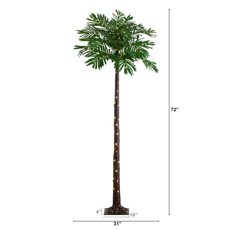 6’ UV Resistant Lighted Artificial Palm Tree with 206 Warm White LED Lights (Indoor/Outdoor) - FCHF CITY