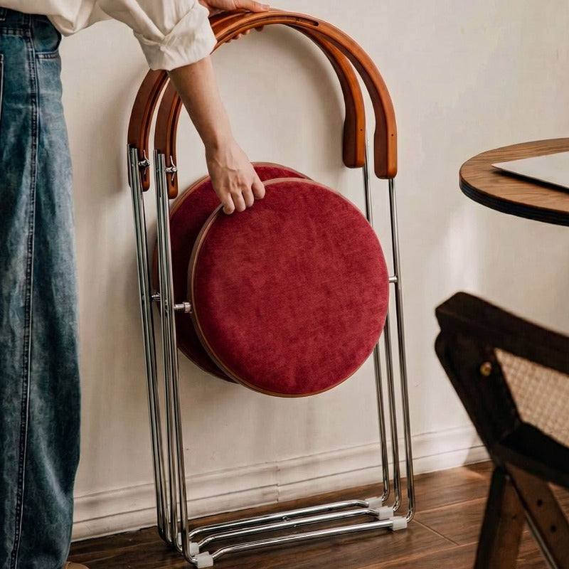 Retro Foldable Stainless Steel Dining Chair