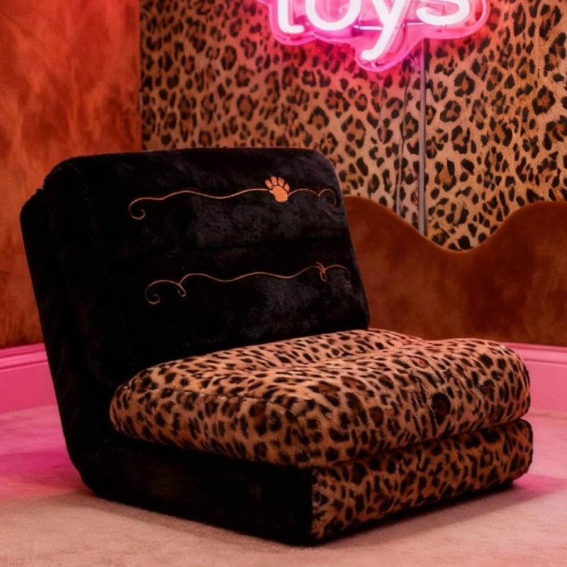 Foldable Floor Sofa Bed, Adjustable Leopard Cow Print Lounge Chair