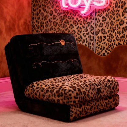Foldable Floor Sofa Bed, Adjustable Leopard Cow Print Lounge Chair