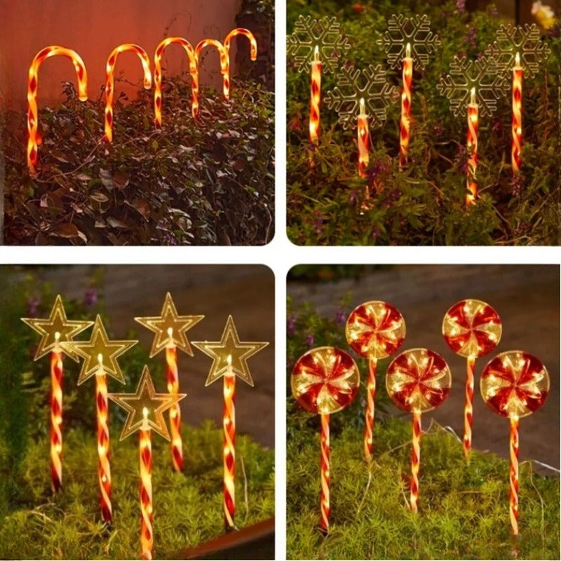 Christmas Solar &amp; Battery LED Stake Lights, Waterproof Garden Decor, Set of 5