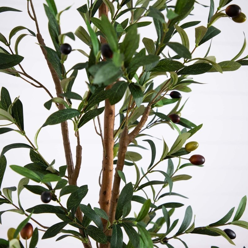 7’ Artificial Olive Tree with Natural Trunk and Handmade Jute Basket - FCHF CITY