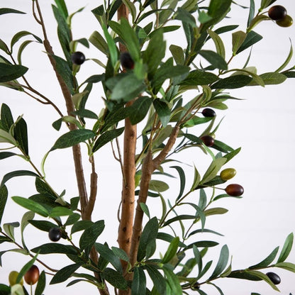 7’ Artificial Olive Tree with Natural Trunk and Handmade Jute Basket - FCHF CITY
