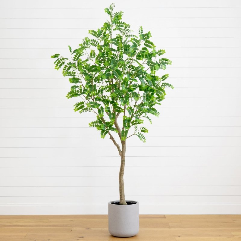 7.5’ Artificial Greco Locust Citrus Tree in Decorative Planter - FCHF CITY