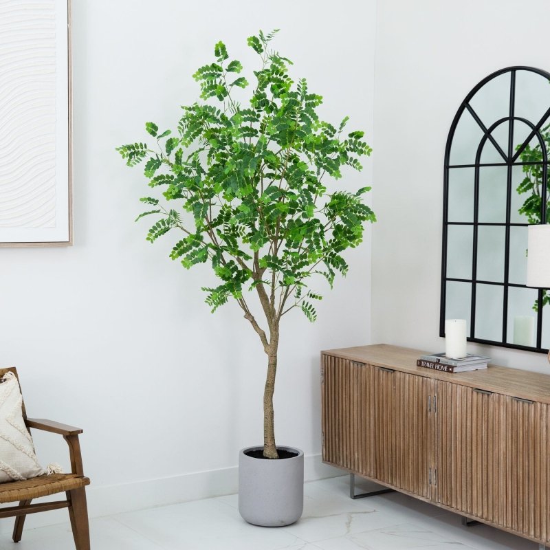 7.5’ Artificial Greco Locust Citrus Tree in Decorative Planter - FCHF CITY