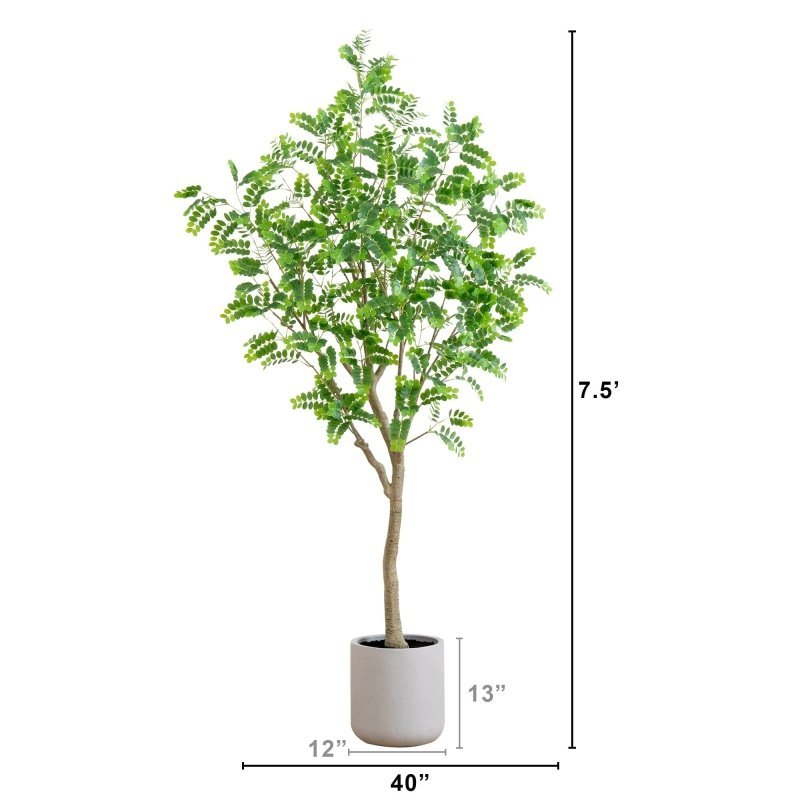 7.5’ Artificial Greco Locust Citrus Tree in Decorative Planter - FCHF CITY