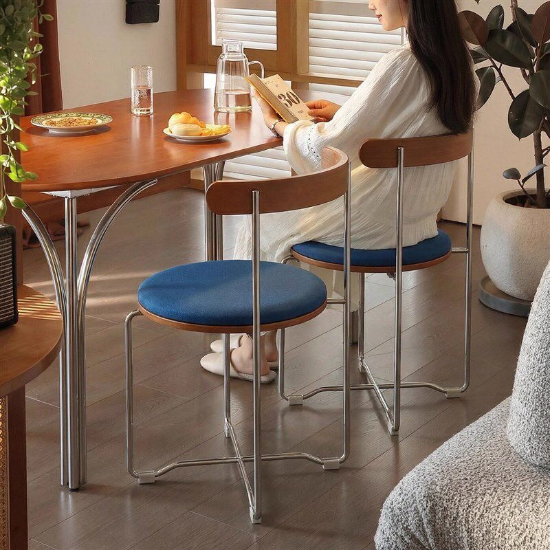 Retro Foldable Stainless Steel Dining Chair