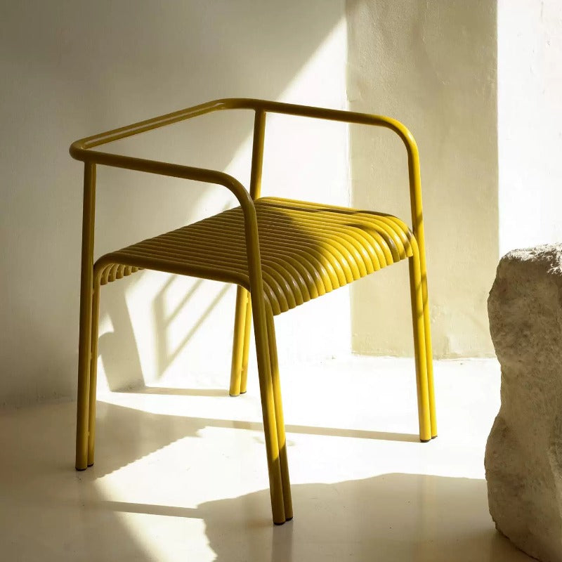 Colorful Aluminum Slatted Patio Dining Armchair