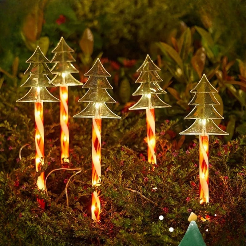 Christmas Solar &amp; Battery LED Stake Lights, Waterproof Garden Decor, Set of 5
