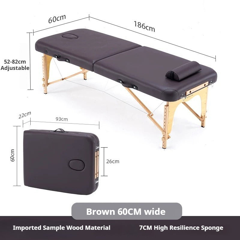 Portable Folding Massage Table, Beech Wood Height Adjustable Spa Bed