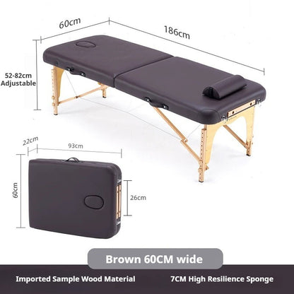 Portable Folding Massage Table, Beech Wood Height Adjustable Spa Bed