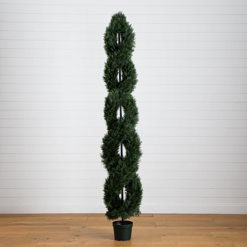 8’ Double Pond Cypress Spiral Topiary UV Resistant (Indoor/Outdoor) - FCHF CITY