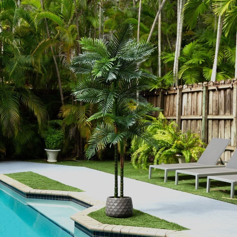 8’ UV Resistant Artificial Double Robellini Palm Tree (Indoor/Outdoor) - FCHF CITY