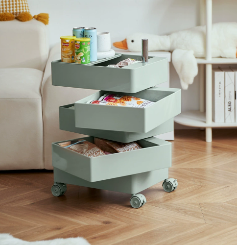 Minimalist Rotatable 5-Tier Rolling Storage Cabinet with Lockable Casters