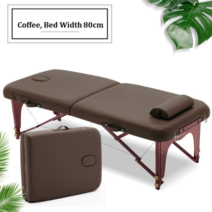 Portable Folding Massage Table, Beech Wood Height Adjustable Spa Bed
