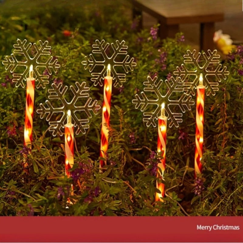 Christmas Solar &amp; Battery LED Stake Lights, Waterproof Garden Decor, Set of 5